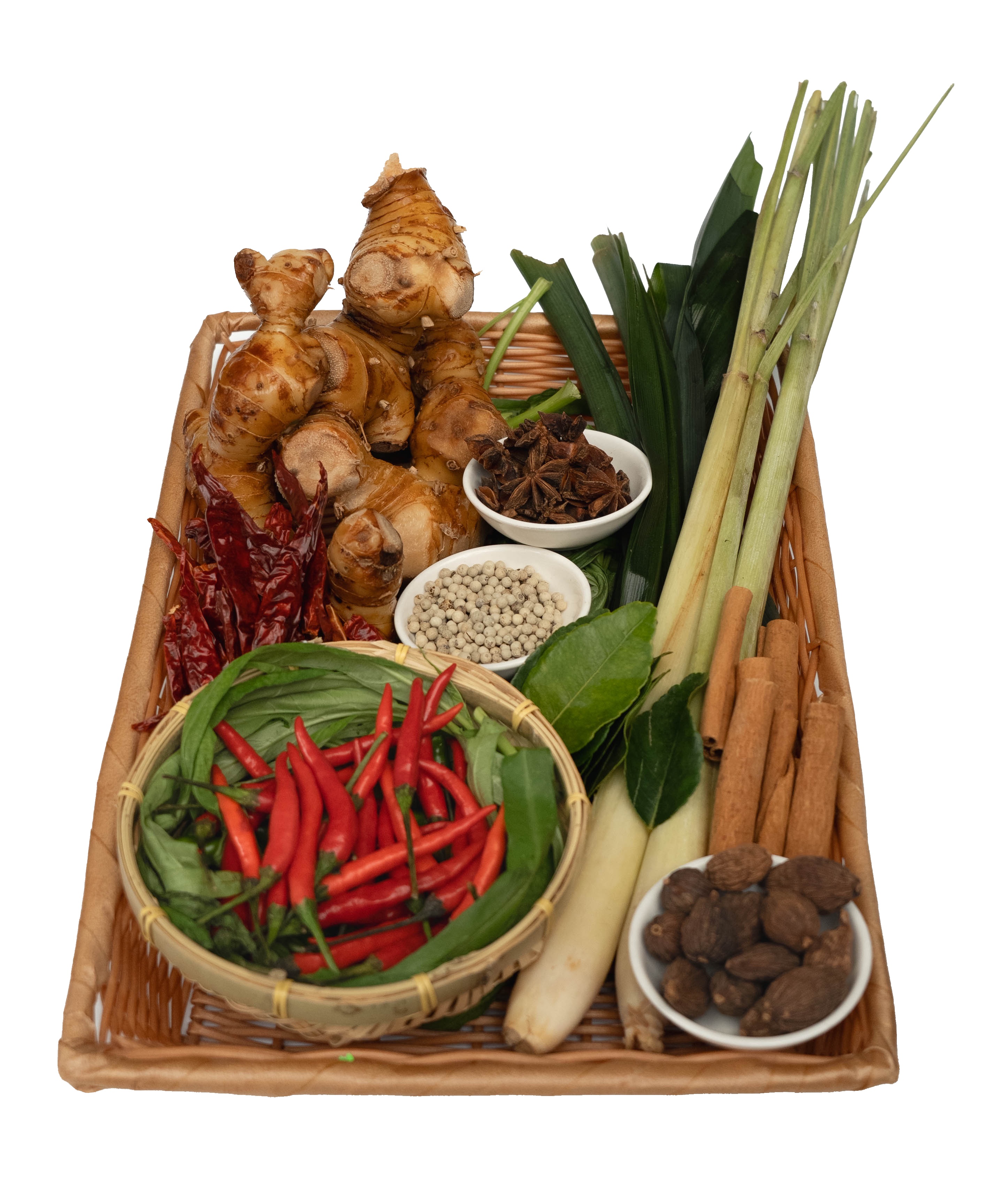 Satay skewers and laksa on the pass